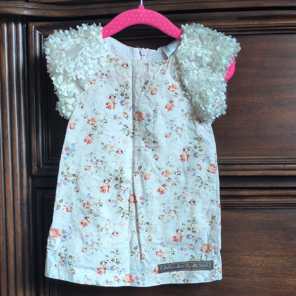 Floral Kids Dress with Ruffled Sleeves